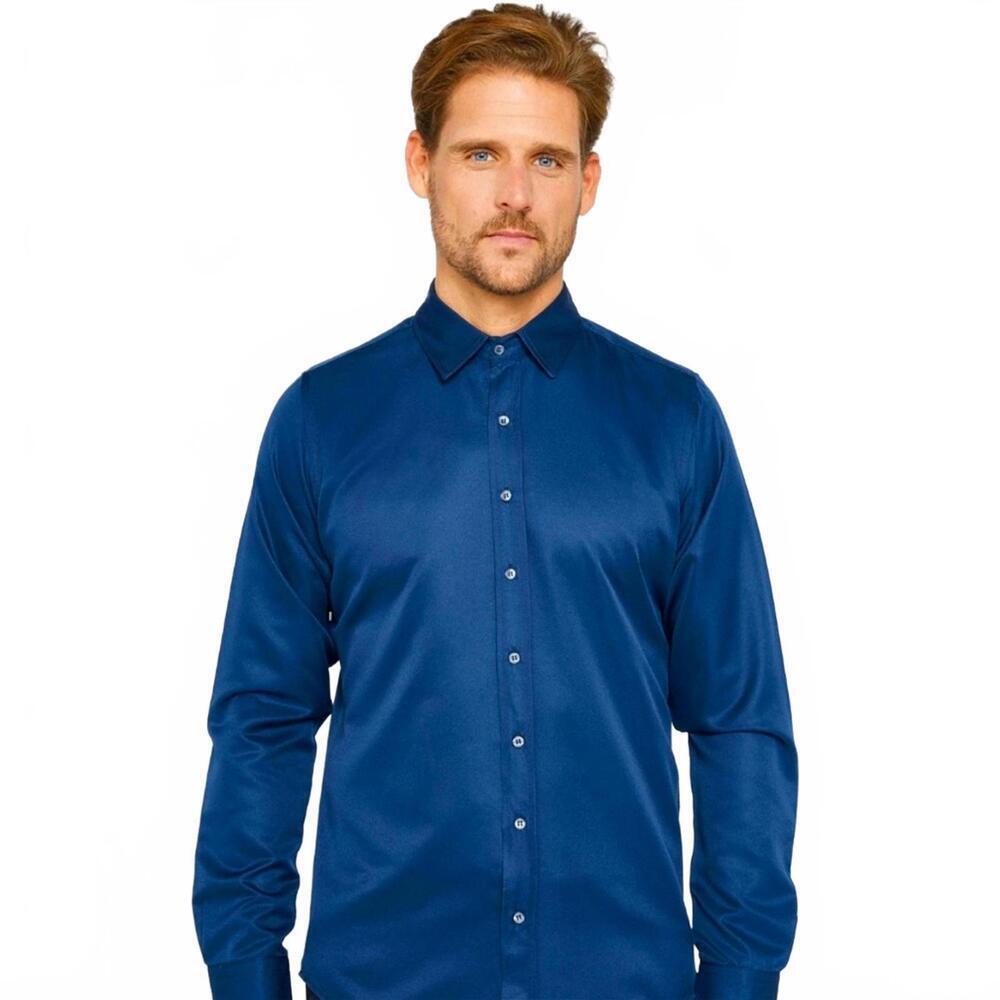 NWT Express 1MX Modern Fit Slim Blue Button Down Shirt Small